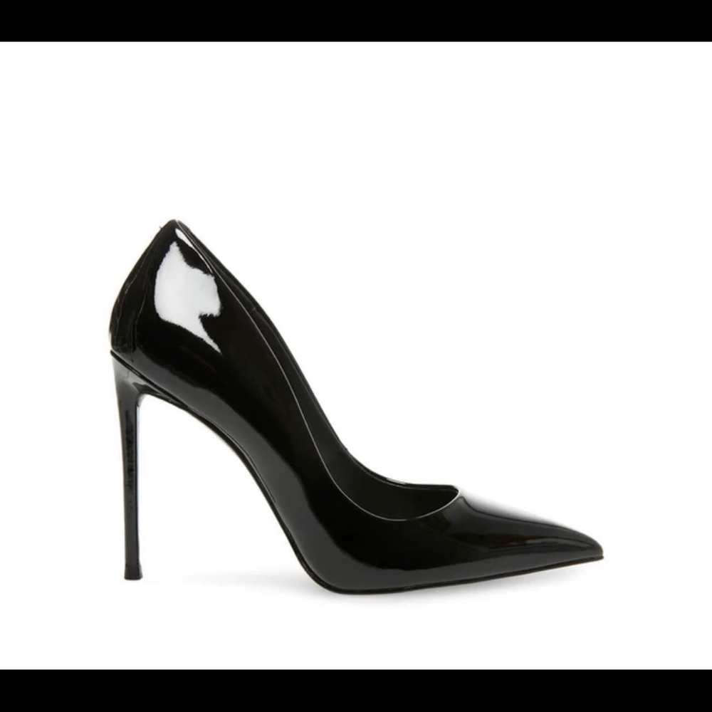 Black patent leather stilettos